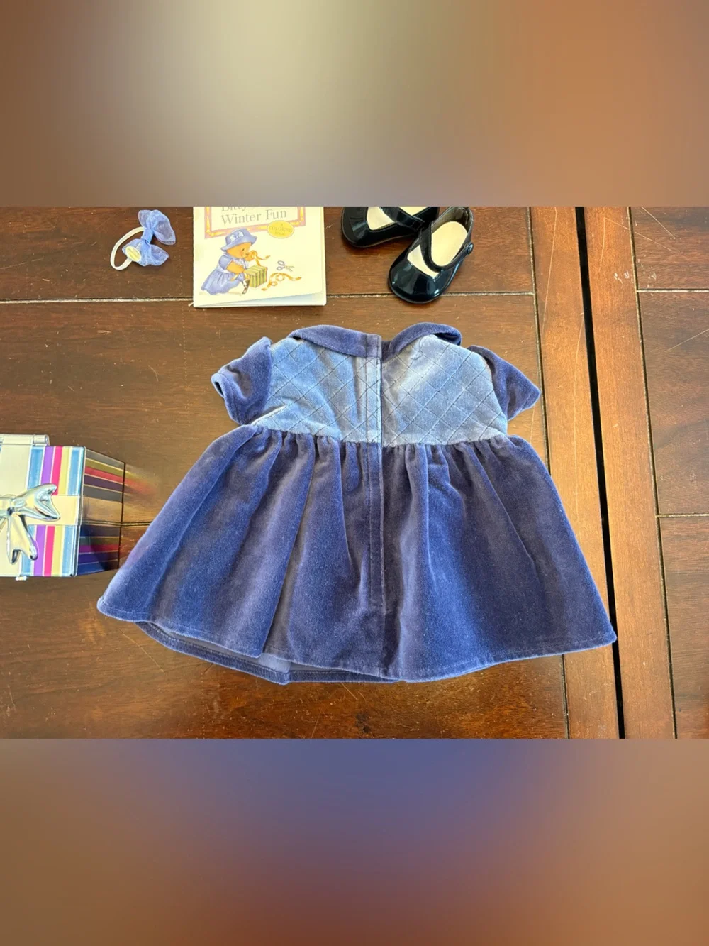 VTG  Pleasant Company Bitty Baby Purple 1999 Velveteen Holiday Set Near Complete